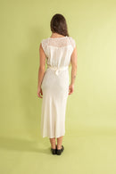 1930s NRA Ivory Silk Red Bauble Dress [sm/med]