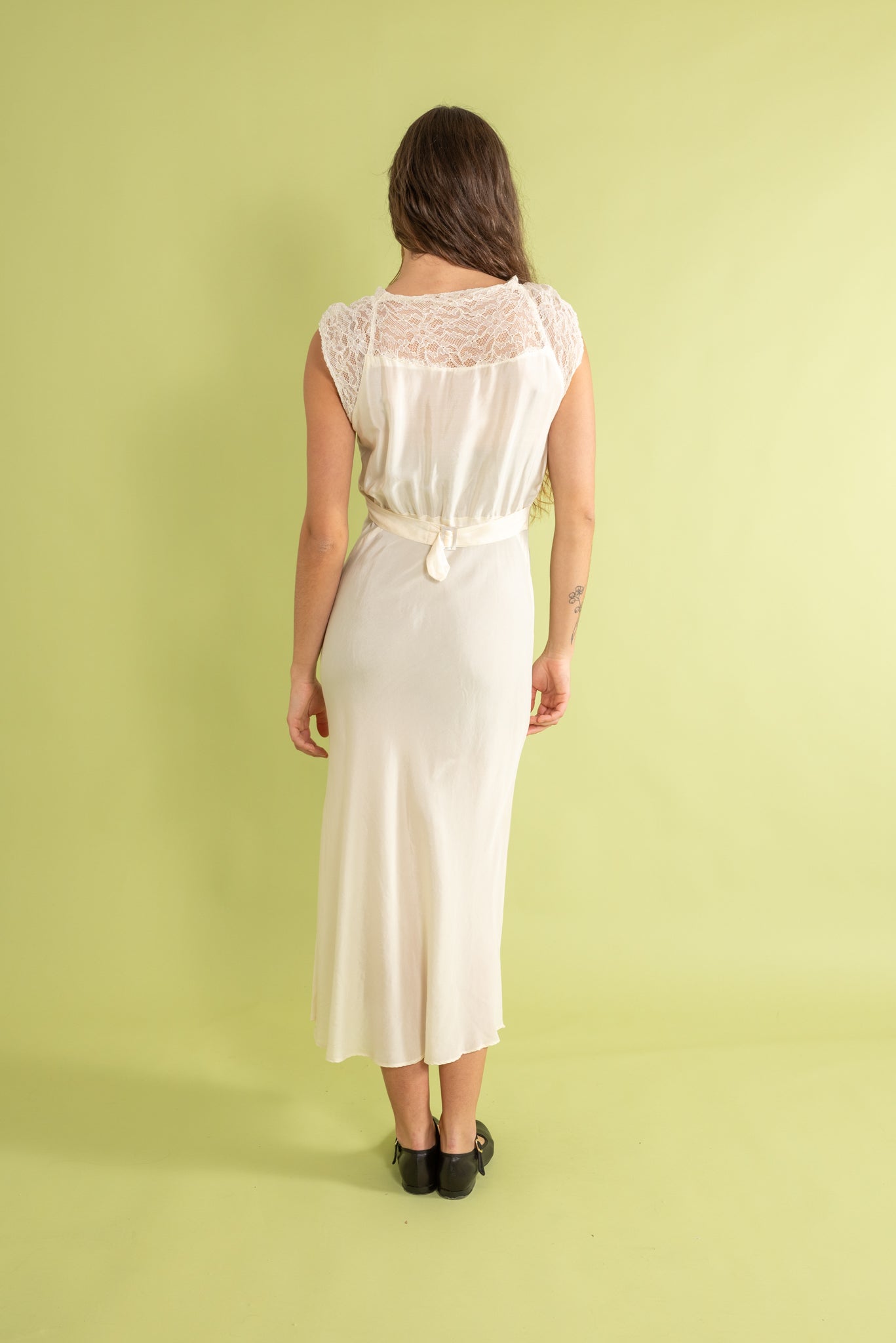 1930s NRA Ivory Silk Red Bauble Dress [sm/med]