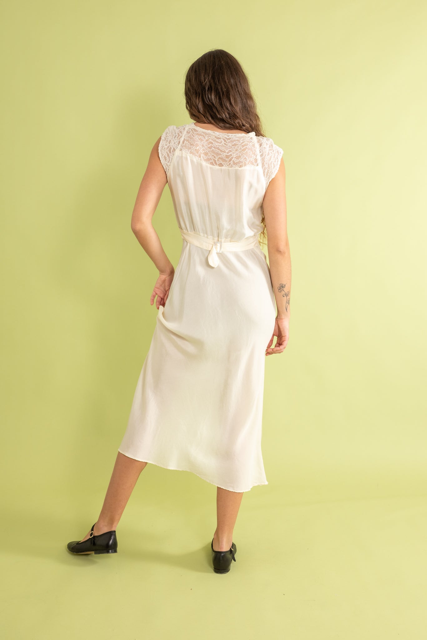 1930s NRA Ivory Silk Red Bauble Dress [sm/med]