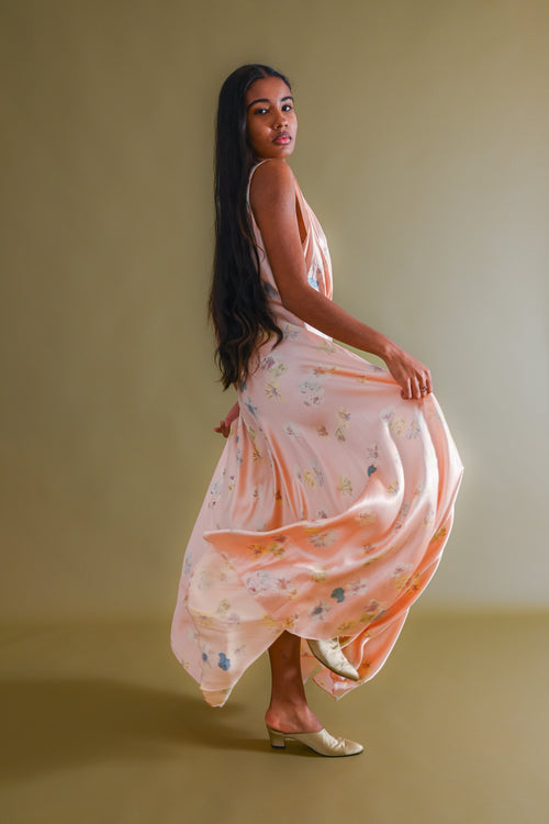 1930s Floral Photoprint Silk Gown [med/lrg]