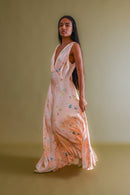 1930s Floral Photoprint Silk Gown [med/lrg]