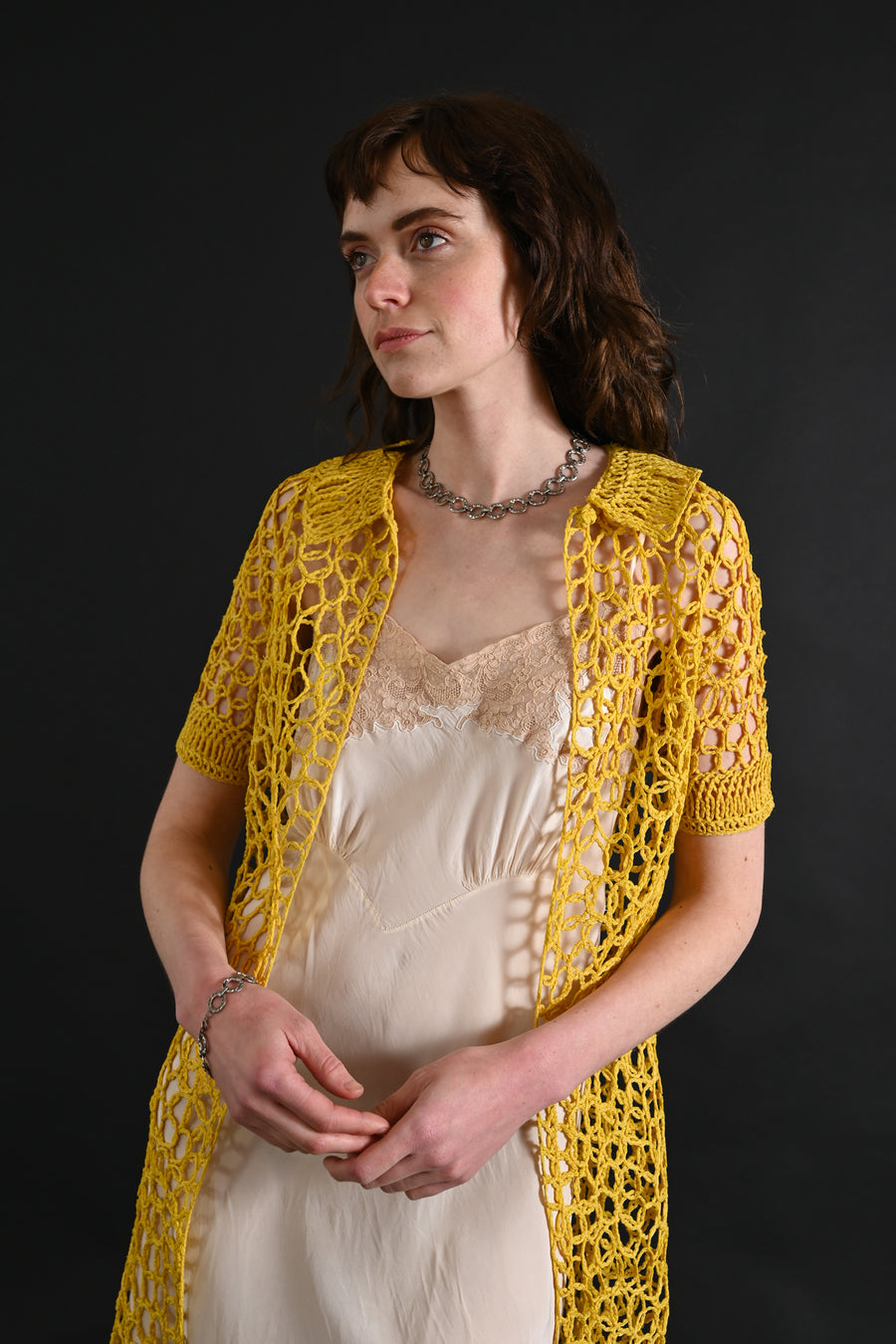 1960s Lemon Yellow Textural Soutache Jacket [xs/sm/med]