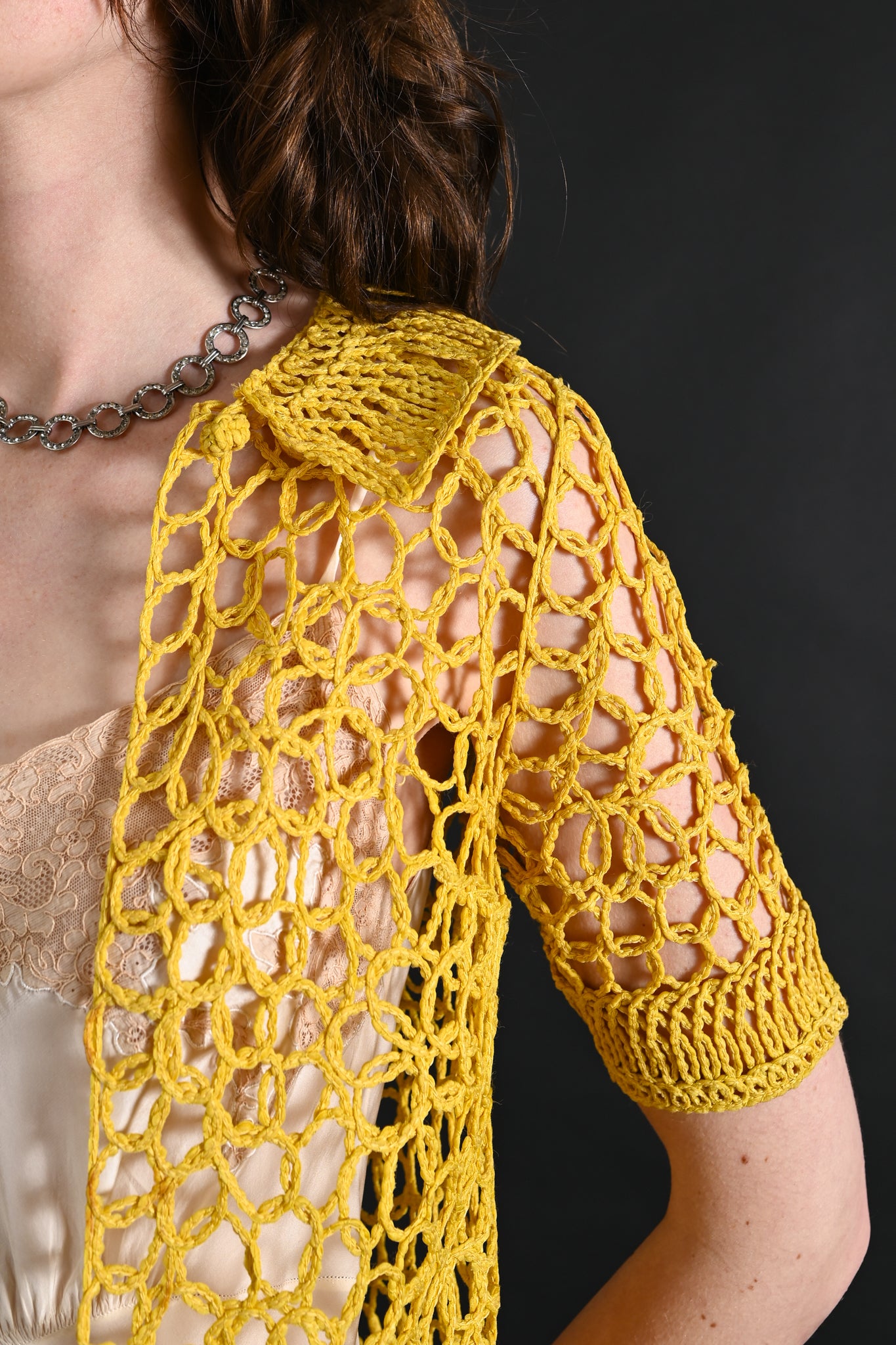 1960s Lemon Yellow Textural Soutache Jacket [xs/sm/med]