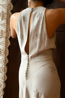 1930s Ice Blue Crepe Diamanté Star Gown