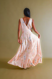 1930s Floral Photoprint Silk Gown [med/lrg]