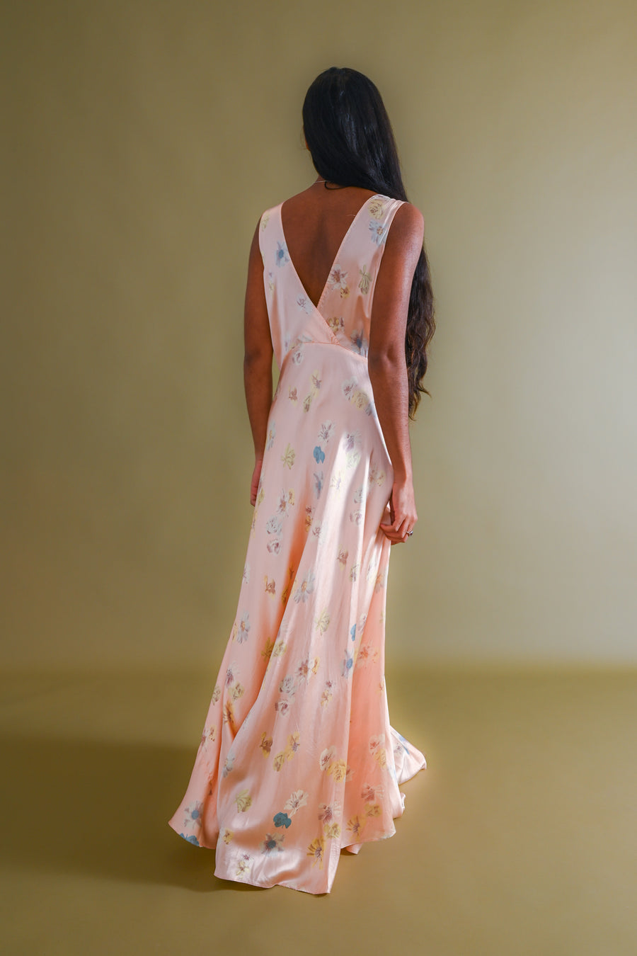 1930s Floral Photoprint Silk Gown [med/lrg]