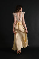 1930s Butter Yellow Silk and Lace Gown [xs/sm]