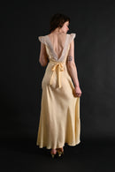 1930s Butter Yellow Silk and Lace Gown [xs/sm]
