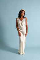 1930s Ivory Silk Cage Back Bias Gown [med/lrg/xl]