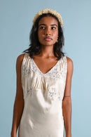 1930s Ivory Silk Cage Back Bias Gown [med/lrg/xl]