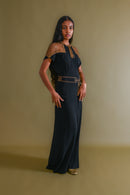 1930s Gold Bullion Cage Shoulder Silk Gown [med/lrg]