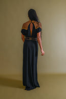 1930s Gold Bullion Cage Shoulder Silk Gown [med/lrg]