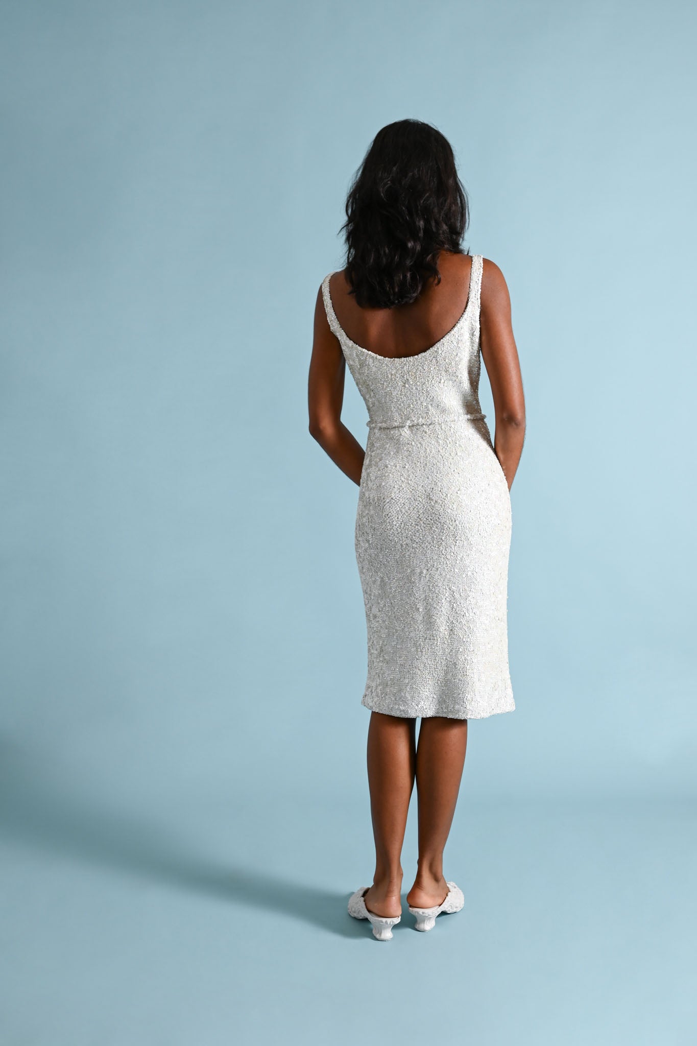 1960s Iridescent Sequin Knit Dress [xs/sm/med]