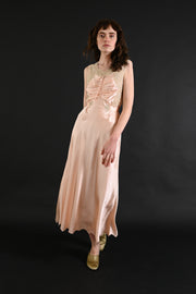 1930s Blush Silk Hand Embroidered Gown [sm/med/lrg]