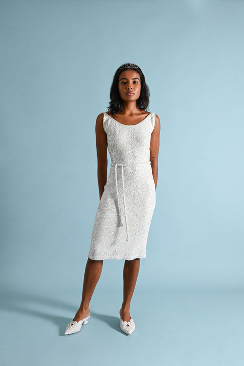 1960s Iridescent Sequin Knit Dress [xs/sm/med]