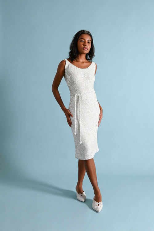 1960s Iridescent Sequin Knit Dress [xs/sm/med]