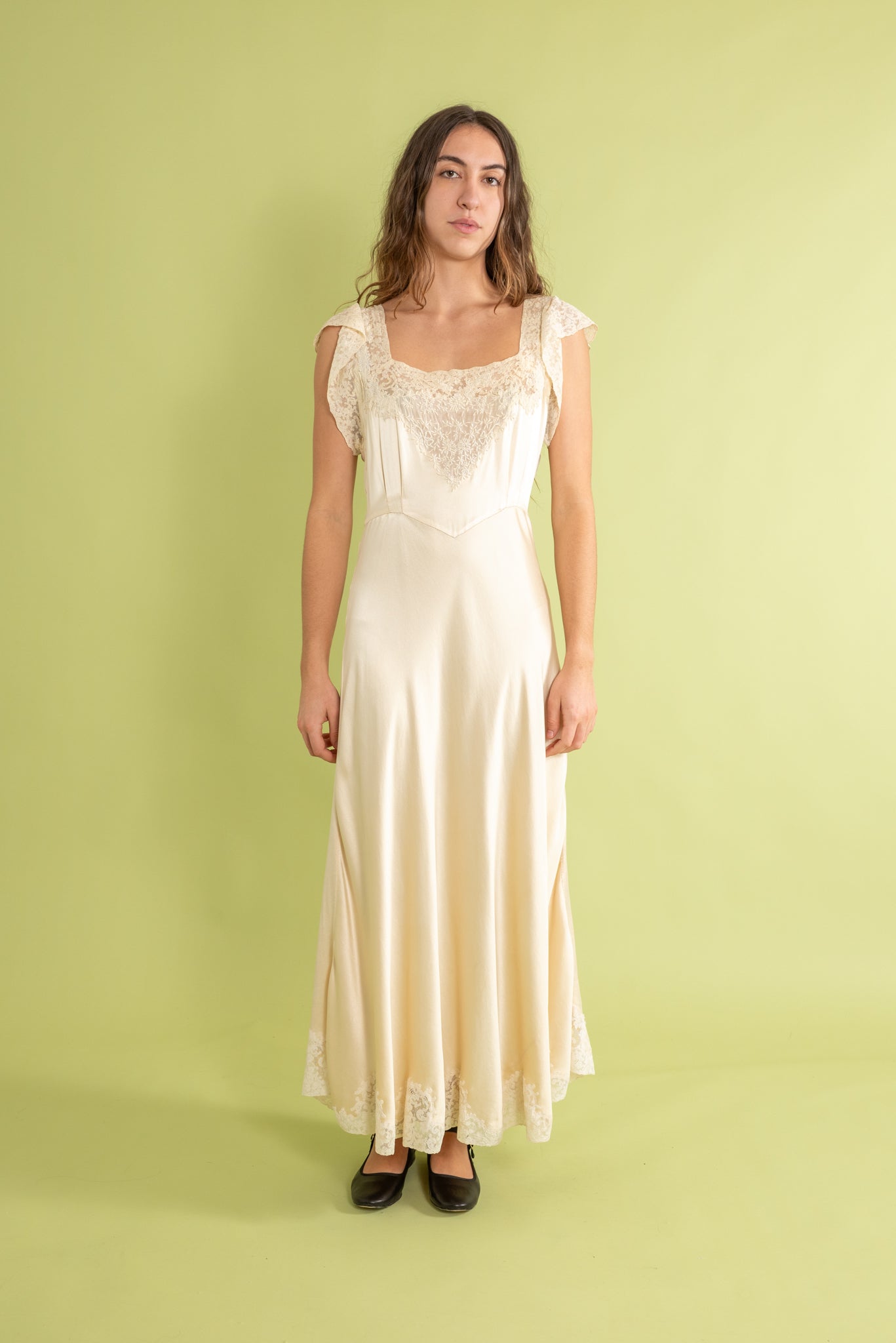 1930s Boué Soeurs Ivory Silk Satin Gown [sm/med]