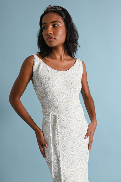 1960s Iridescent Sequin Knit Dress [xs/sm/med]