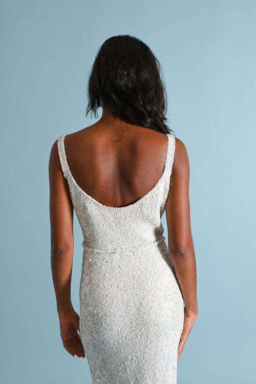 1960s Iridescent Sequin Knit Dress [xs/sm/med]