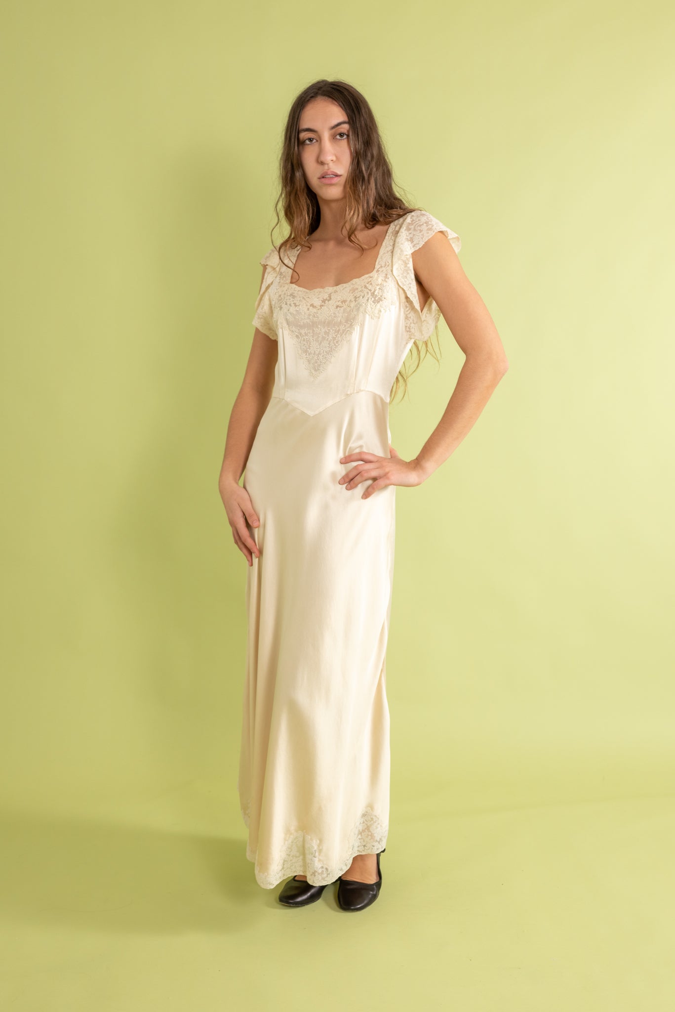 1930s Boué Soeurs Ivory Silk Satin Gown [sm/med]