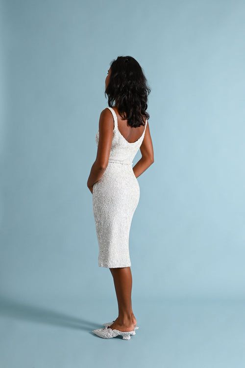 1960s Iridescent Sequin Knit Dress [xs/sm/med]