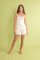 1930s Ivory Silk Embroidered Step In Romper [xs/sm/med]