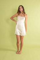 1930s Ivory Silk Embroidered Step In Romper [xs/sm/med]
