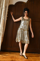 1920s French Couture Gold + Silver Sequin Flapper Dress