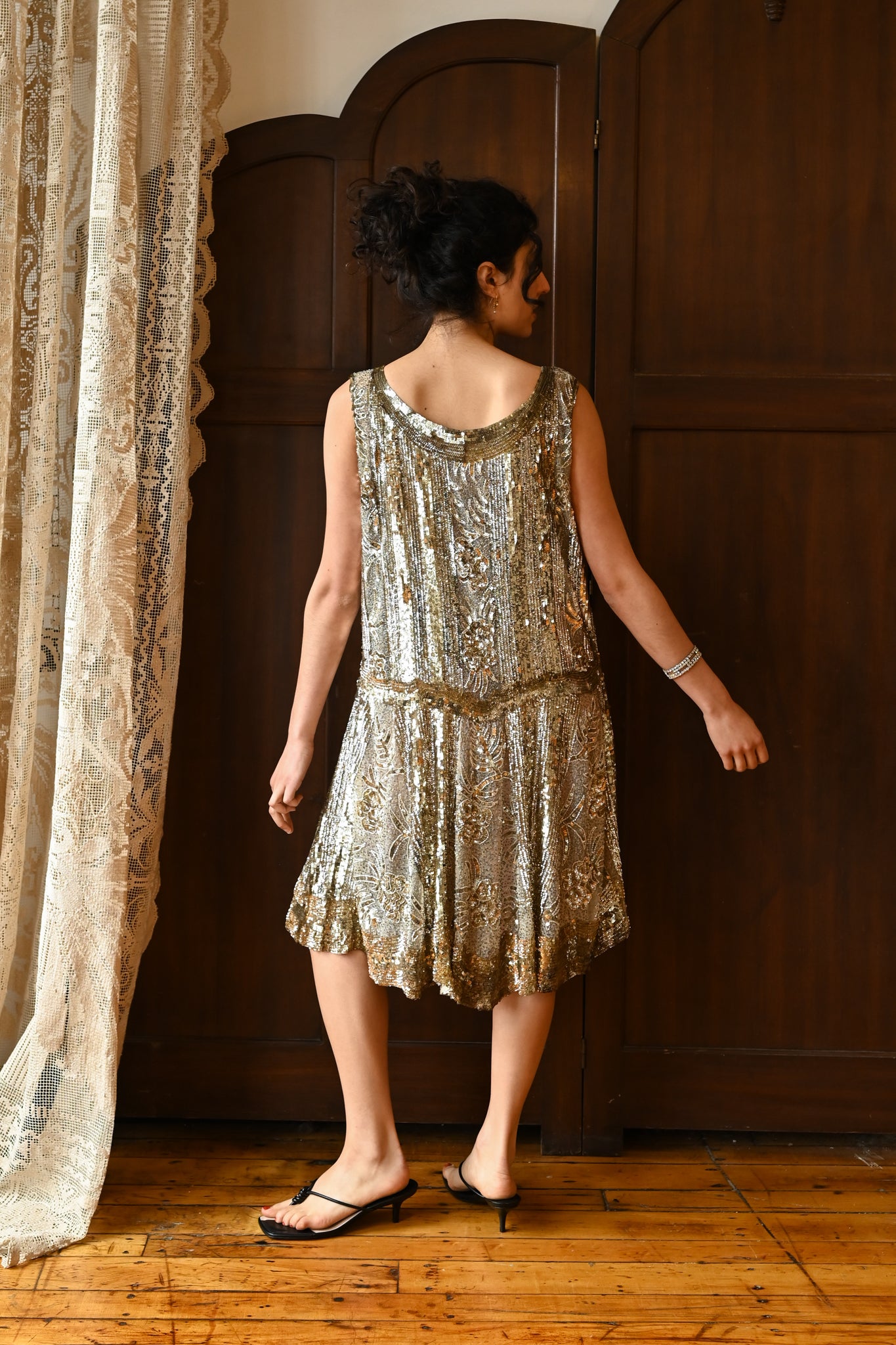 1920s French Couture Gold + Silver Sequin Flapper Dress – Demetra Vintage