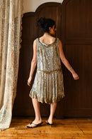1920s French Couture Gold + Silver Sequin Flapper Dress