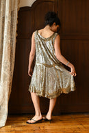 1920s French Couture Gold + Silver Sequin Flapper Dress
