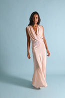 1930s Pink Silk Crepe Appliqué Gown [med/lrg]