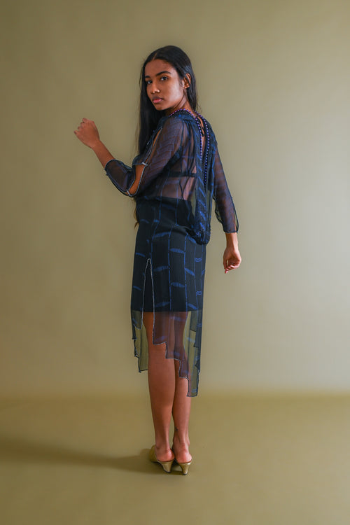 1980s Zandra Rhodes Silk Chiffon Beaded Tunic [xs/sm]