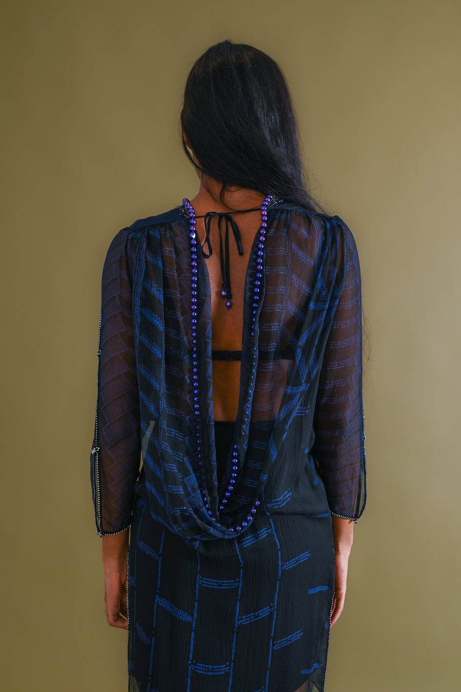 1980s Zandra Rhodes Silk Chiffon Beaded Tunic [xs/sm]