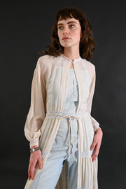 1930s Ivory Silk Chiffon Tiered Peignoir [xs/sm]