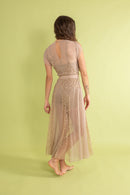 1930s Mauve Silk and Lace Deco Appliqué Gown [xs/sm/med]
