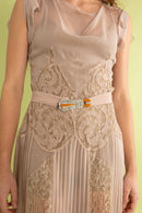 1930s Mauve Silk and Lace Deco Appliqué Gown [xs/sm/med]