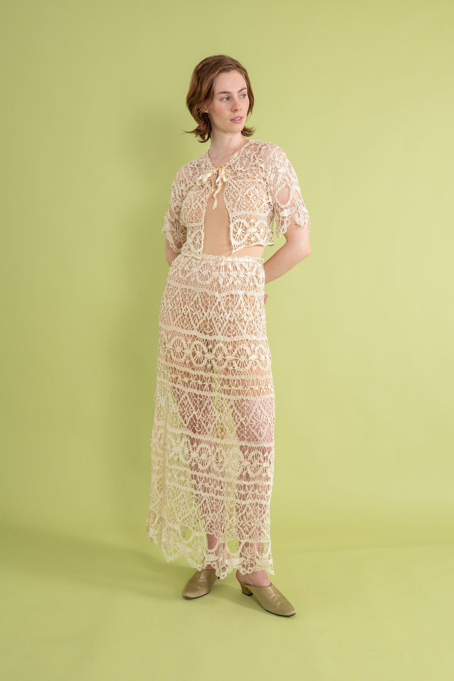 Edwardian Hand Tatted Lace 2 Piece Ensemble [OS]