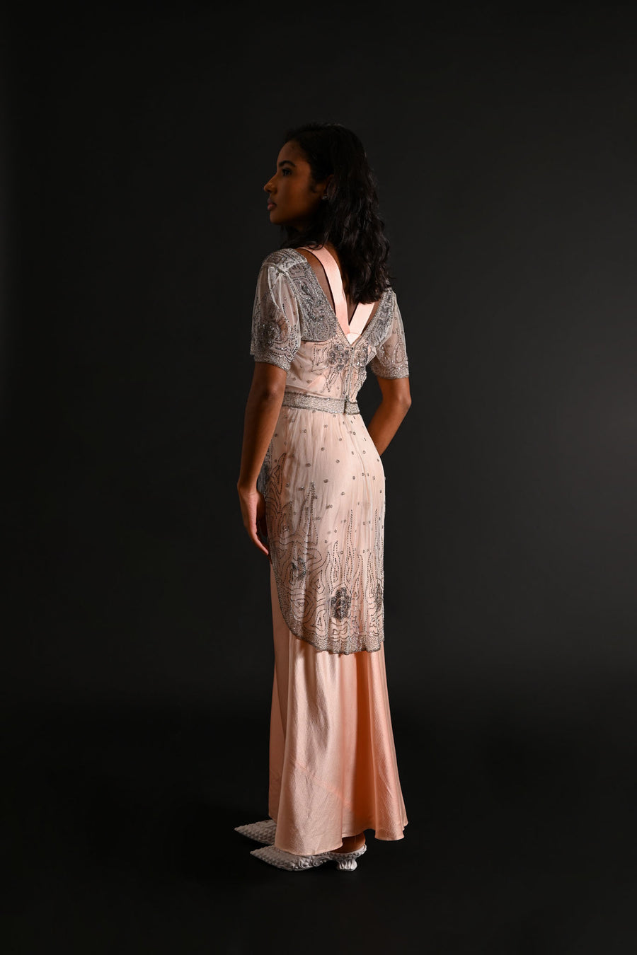 1910s Floral Beaded Mesh Tunic [xs/sm]