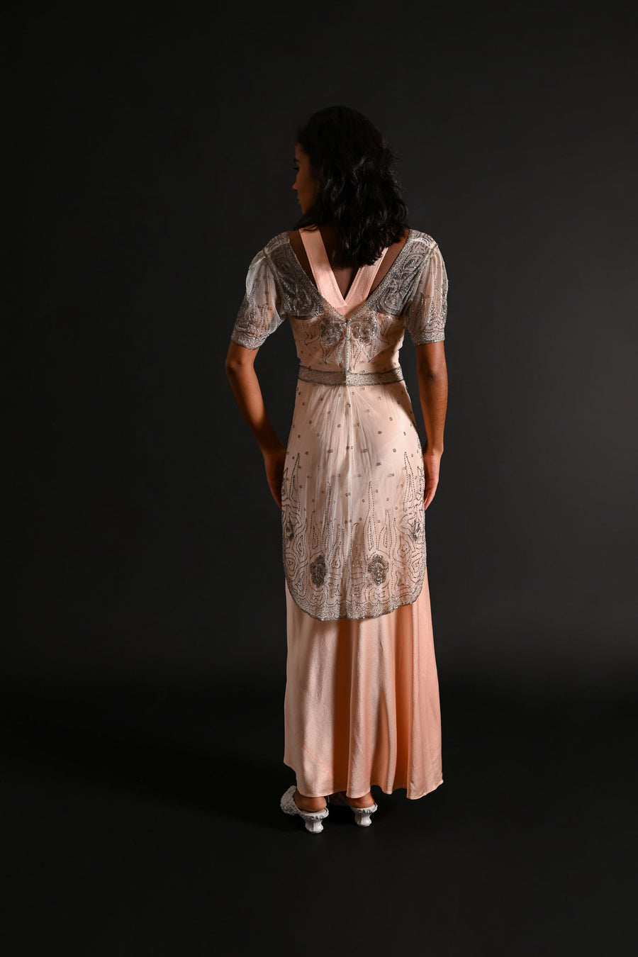 1910s Floral Beaded Mesh Tunic [xs/sm]