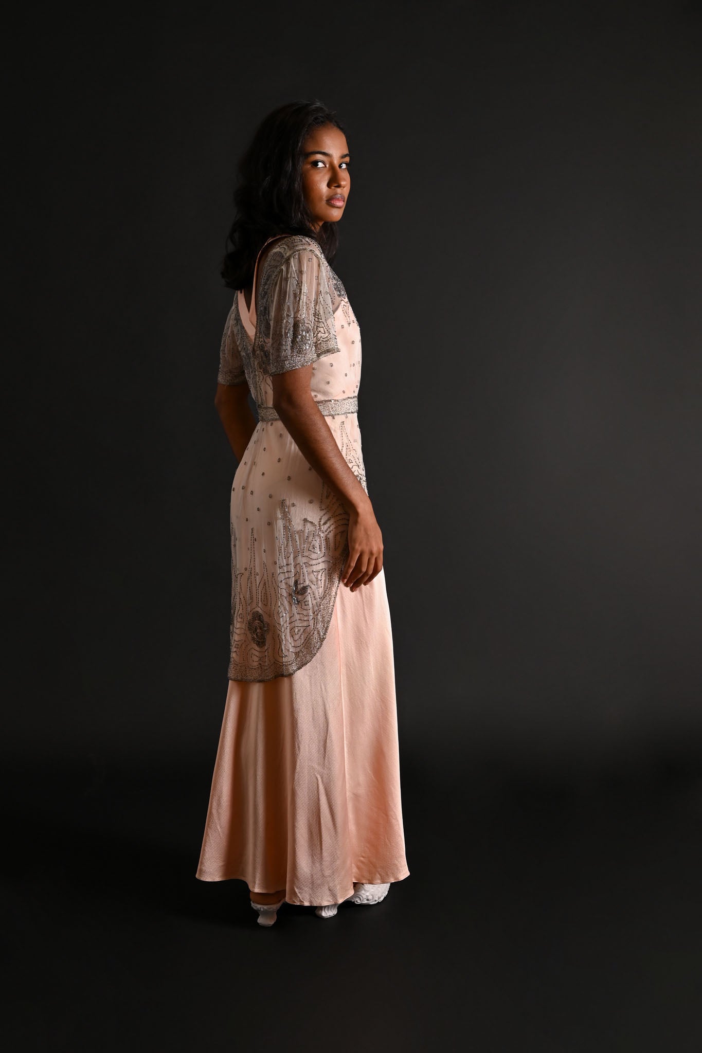 1910s Floral Beaded Mesh Tunic [xs/sm]