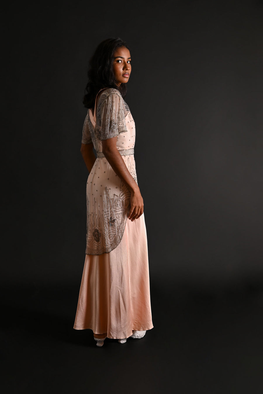 1910s Floral Beaded Mesh Tunic [xs/sm]