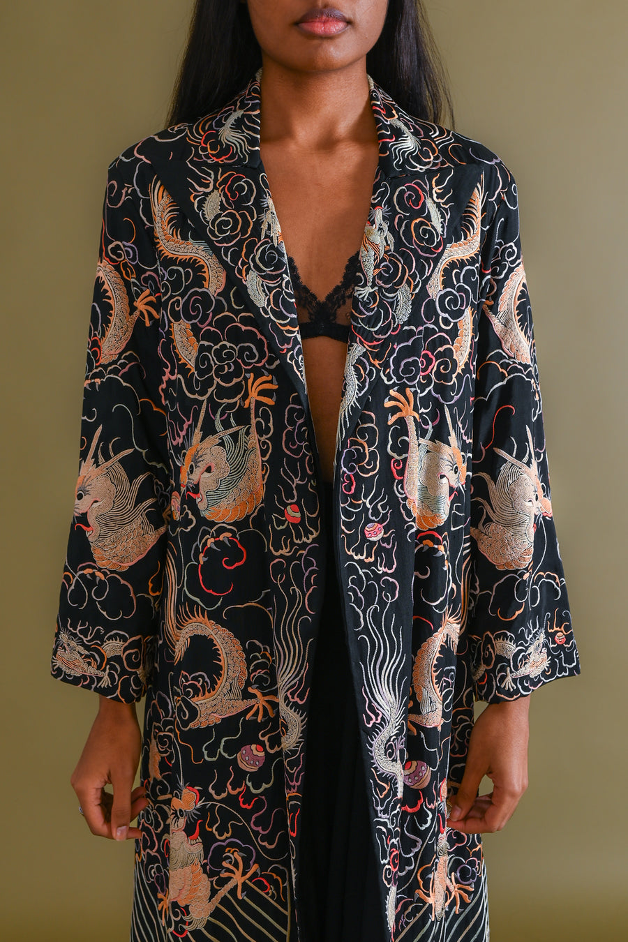 1920s Silk Dragon Hand Embroidered Jacket [sm/med/lrg]