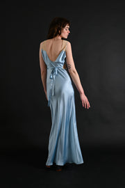 1930s Sky Blue Silk and Lace Gown [xs/sm]