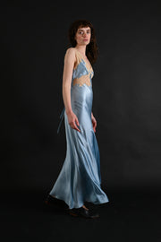 1930s Sky Blue Silk and Lace Gown [xs/sm]