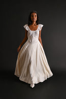 1930s Spanish Ivory Silk Lace Back Gown [sm/med]