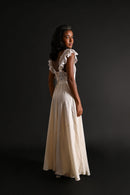 1930s Spanish Ivory Silk Lace Back Gown [sm/med]