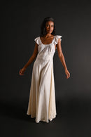 1930s Spanish Ivory Silk Lace Back Gown [sm/med]
