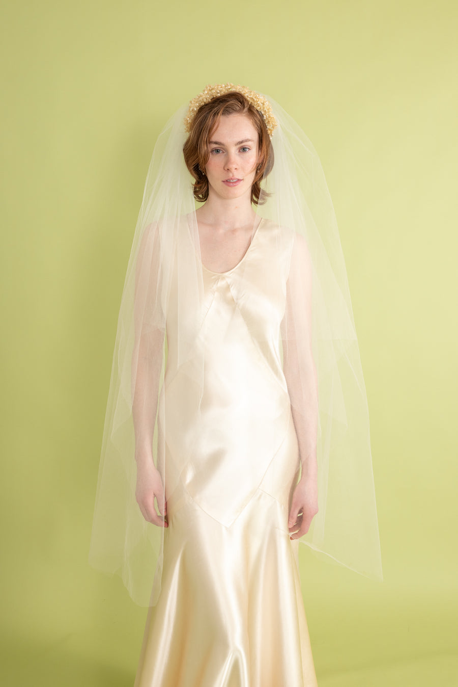 1930s Silk Satin Bias Bridal Gown + Trained Jacket Set [sm/med]