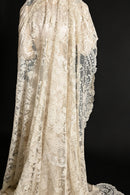 c1890s Handmade Brussels Mixed Lace Rectangular Bridal Veil